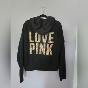 PINK Vintage Faux Fur-Lined Zip-Up Hoodie